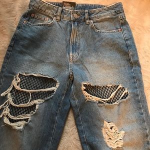H&M distressed boyfriend jeans with net under